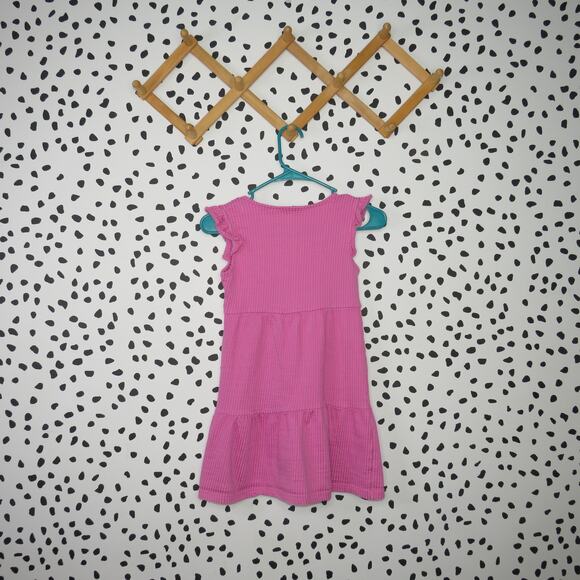 Vince Camuto Pink Ribbed Knit Flutter Sleeve Tiered Girls Dress - Picture 3 of 7